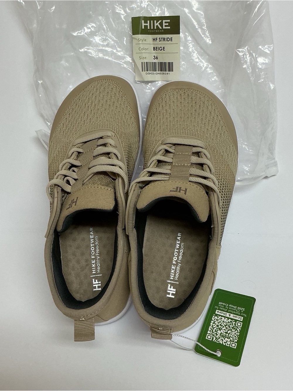 HIKE HF Stride Unisex Beige Knit Sneaker W6 M4